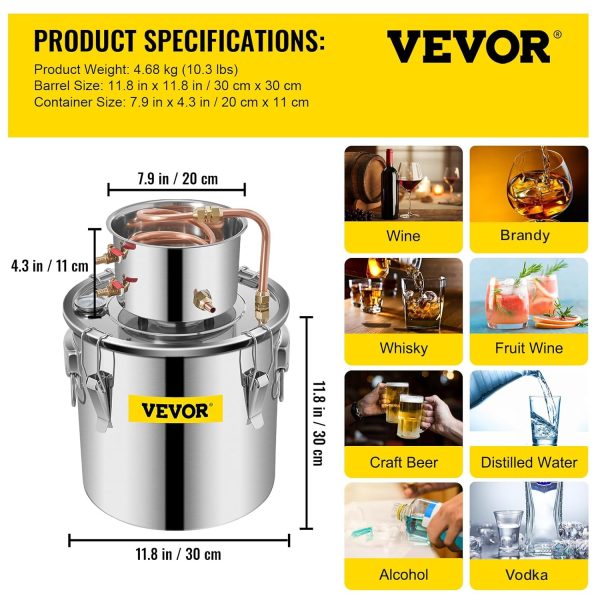 RuianShisui Alcohol Still Copper Coil Distillation Kit Home-6