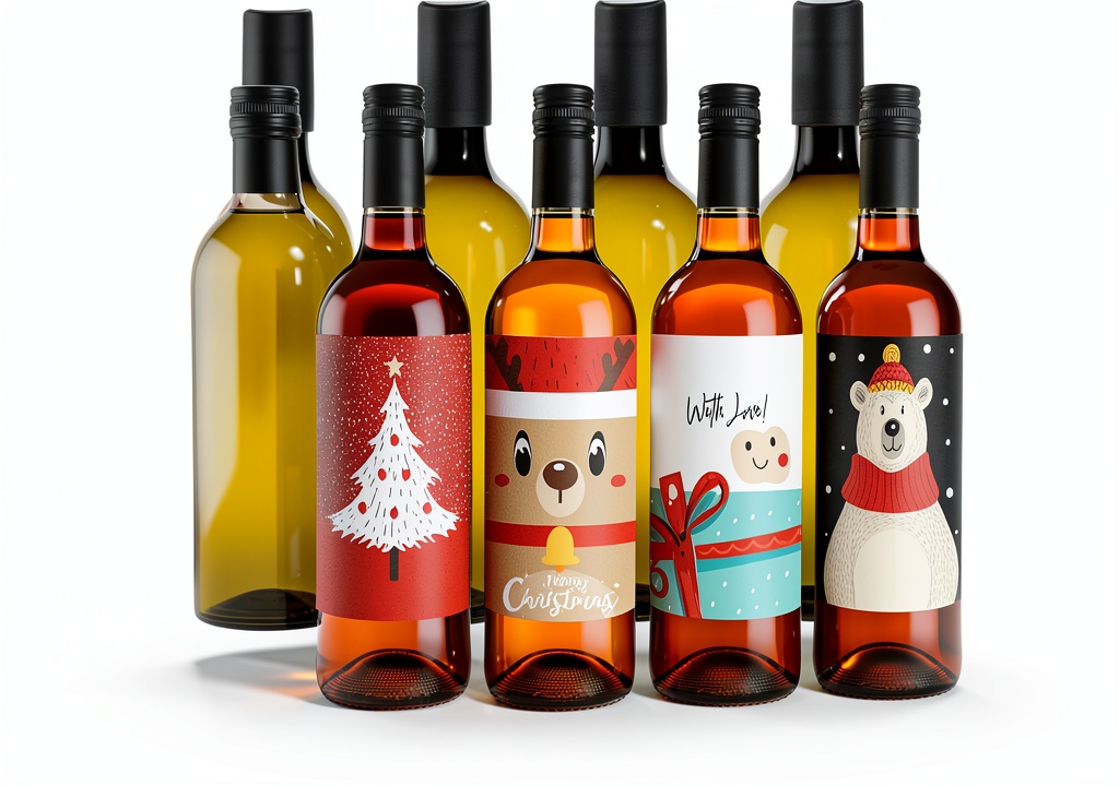 Installing Maxcheck Plastic Wine Bottles Christmas Set Green Cute Size on a wooden desk