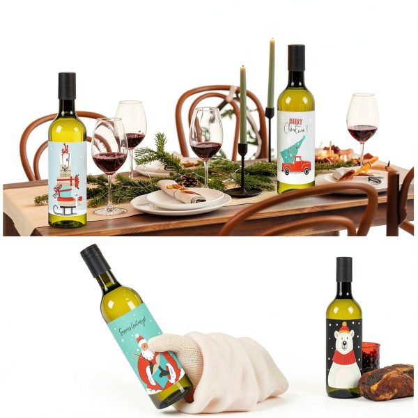 Maxcheck Plastic Wine Bottles Christmas Set Green Cute Size-4