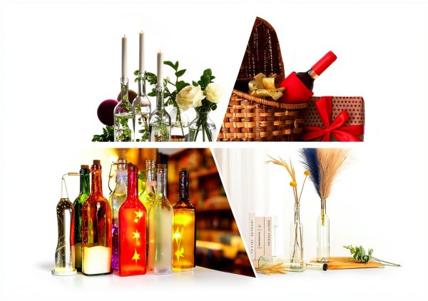 HINGWAH Glass Wine Bottles Leak Proof Reusable 8 Pack-5