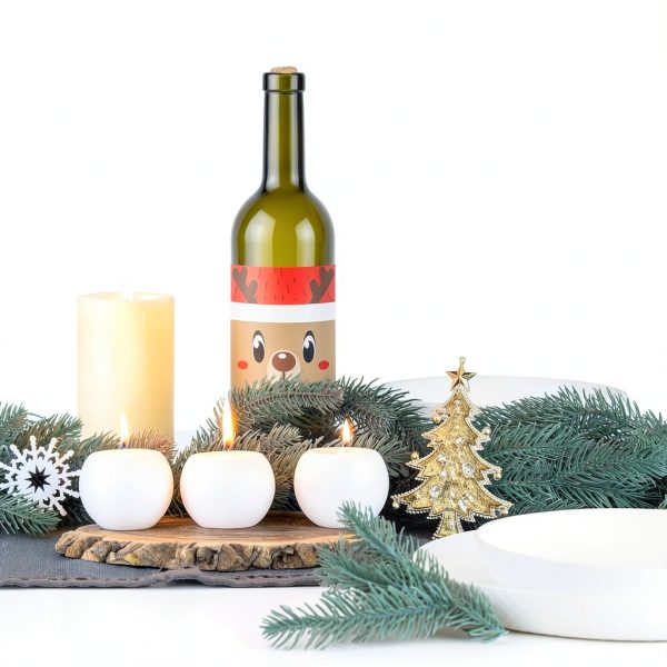 Maxcheck Plastic Wine Bottles Christmas Set Green Cute Size-6