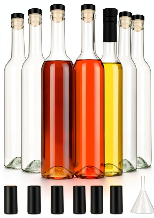 HINGWAH Glass Wine Bottles Leak Proof Reusable 8 Pack-0