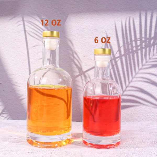 Gold Caps Glass Liquor Bottles HINGWAH 12oz-5