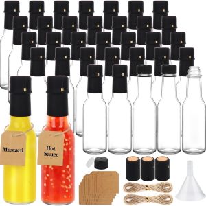 GUANENA 3oz Hot Sauce Bottles Black Caps 35 Pack-0
