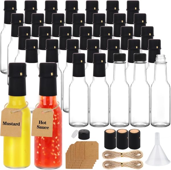 GUANENA 3oz Hot Sauce Bottles Black Caps 35 Pack-0