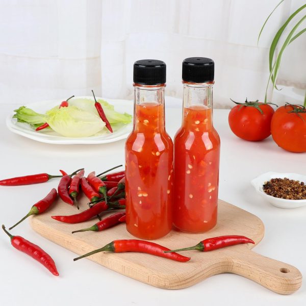 GUANENA 3oz Hot Sauce Bottles Black Caps 35 Pack-3