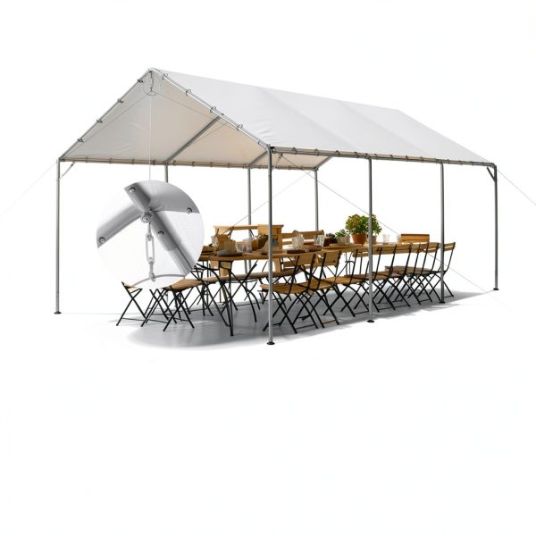 Sophia & William 12x20 ft Heavy Duty White Carport Galvanized Steel-2