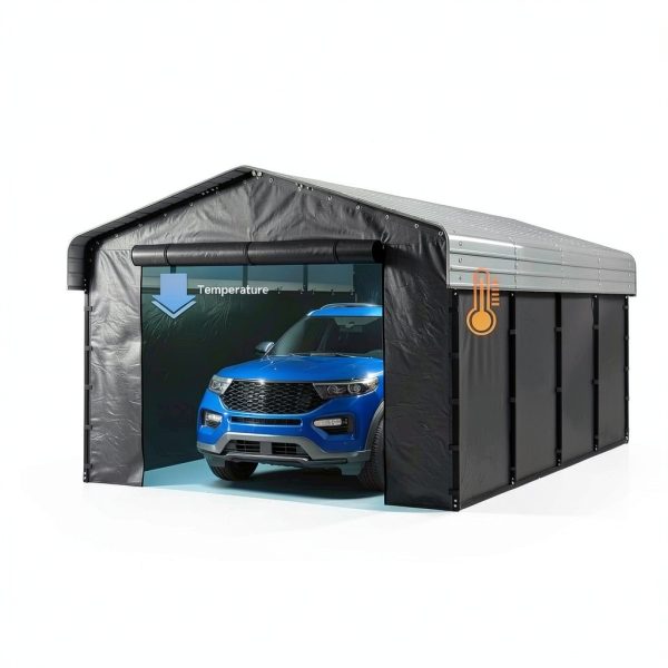 Metal Carport Real Relax 12x20 Galvanized Roof Sidewalls Gray-6