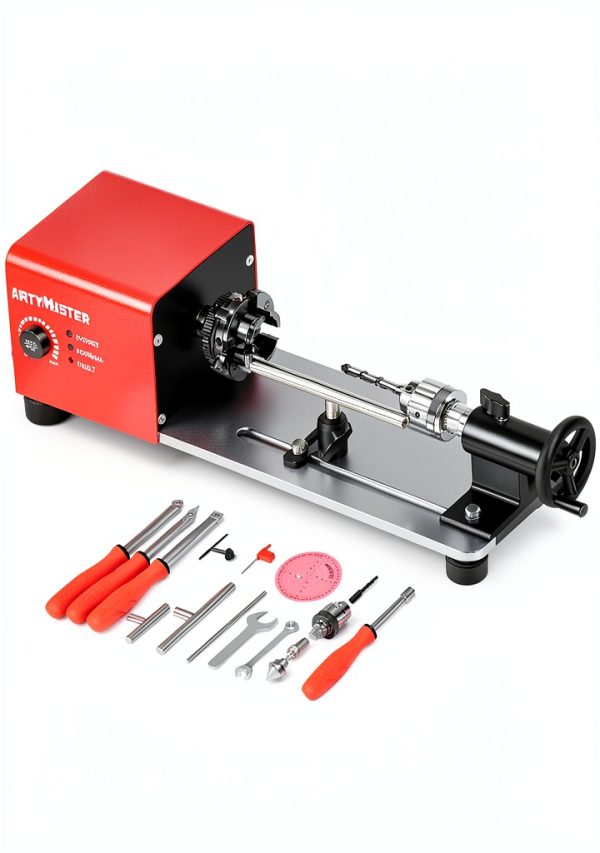 Mini Wood Lathe ArtyMaster WM101A-Plus 24V 96W Benchtop with Tool Kit-0