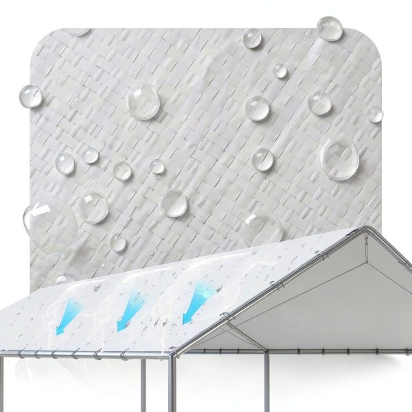 Carport Replacement Tarp by Quictent 10x20 ft Gray Roof Cover with-3