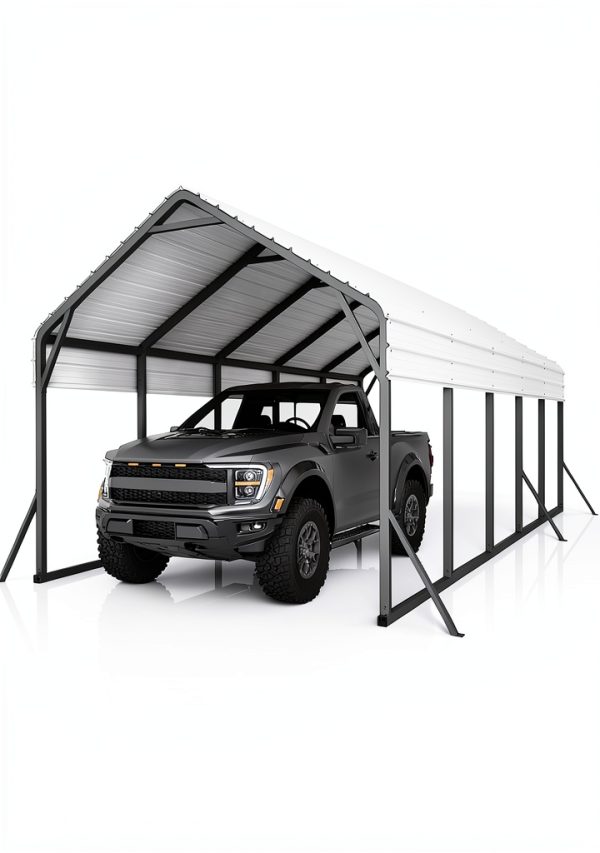 Oversized Metal Carport GarveeLife 13x26 ft Steel Heavy‑Duty White-0