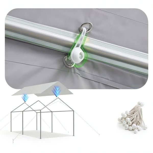 Carport Replacement Tarp by Quictent 10x20 ft Gray Roof Cover with-5