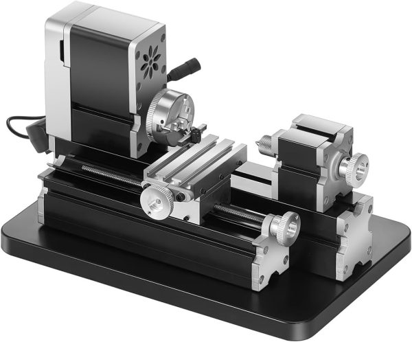 VEVOR Didactical Mini Metal Lathe Machine, 2.76 x 5.12 in, 36W Power Metal Lathe, 20,000 RPM Speed, with 3-jaw Chuck, Aluminum Alloy Handwheel, for Processing Precision Parts Soft Metals Wood Plastics-0