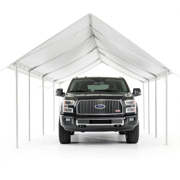 Sophia & William 12x20 ft Heavy Duty White Carport Galvanized Steel-3