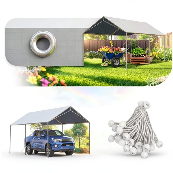 Carport Replacement Tarp by Quictent 10x20 ft Gray Roof Cover with-4
