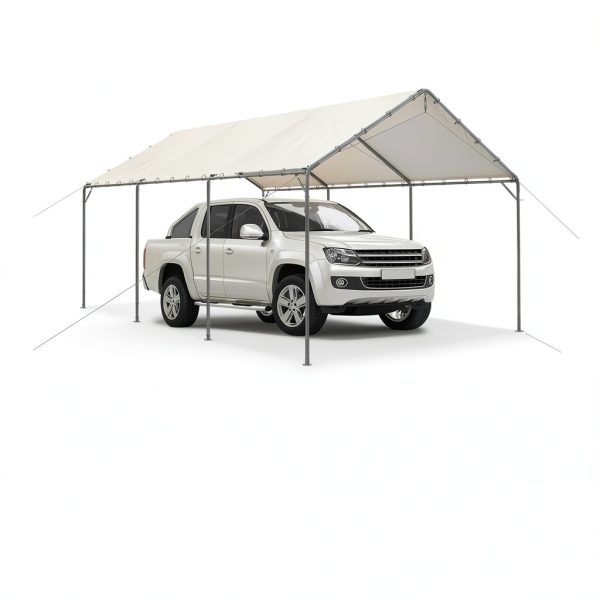 Sophia & William 12x20 ft Heavy Duty White Carport Galvanized Steel-6