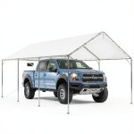 Sophia & William 12x20 ft Heavy Duty White Carport Galvanized Steel-0