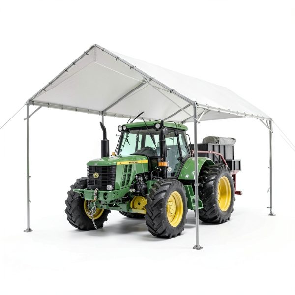 Sophia & William 12x20 ft Heavy Duty White Carport Galvanized Steel-4