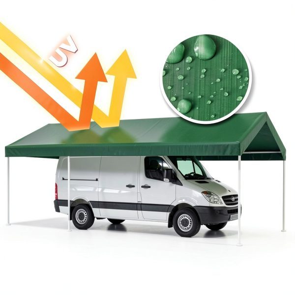 Rutile 10 x 20 FT Carport Replacement Cover, Heavy Duty Car Tarp Canopy Tent Replacement Top w/Ball Bungees Green (Only Top Cover, Frame is not Included)-3