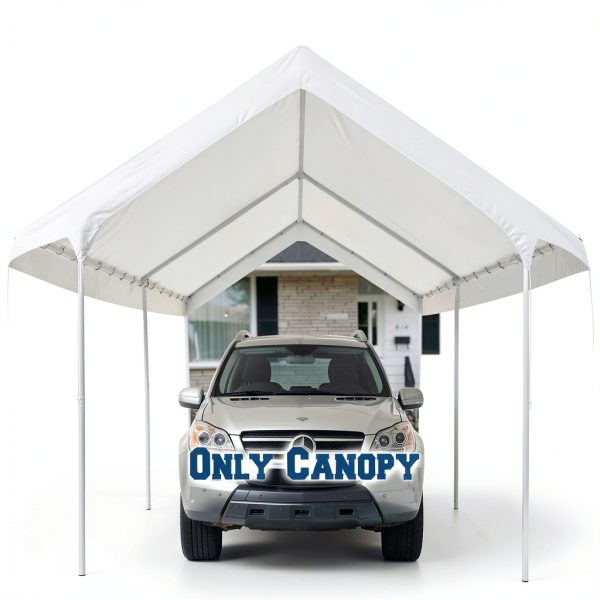 ZHJJ 10x20 Carport Top Canopy Cover White Heavy Duty Polyethylene-2