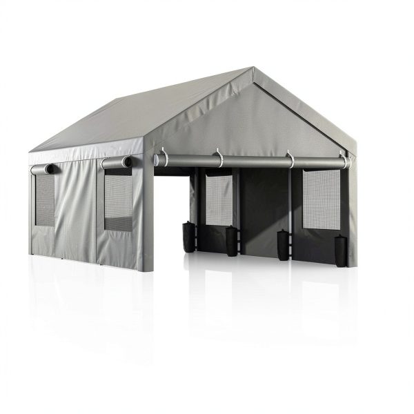 Walsunny Carport, 12x20 ft Heavy Duty Carport Canopy with Roll-up Windows, Portable Garage with Removable Sidewalls & Doors, Car Canopy with All-Season Tarp for Car, Truck, Boat-1