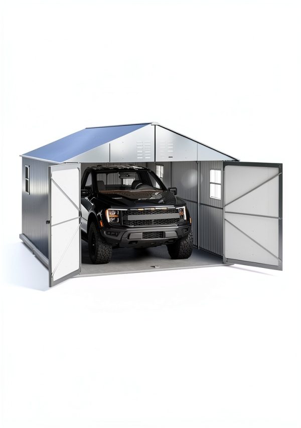 GarveeLife 12x20 FT Metal Carport, Enclosed Car Port with Reinforced Frame and Steel Roof for All-Weather Use, Metal Garage Shed for Full-Sized Pickup Trucks-5