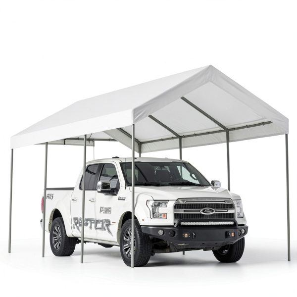 ZHJJ 10x20 Carport Top Canopy Cover White Heavy Duty Polyethylene-4