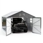GarveeLife 12x20 FT Metal Carport, Enclosed Car Port with Reinforced Frame and Steel Roof for All-Weather Use, Metal Garage Shed for Full-Sized Pickup Trucks-0