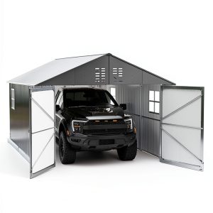 GarveeLife 12x20 FT Metal Carport, Enclosed Car Port with Reinforced Frame and Steel Roof for All-Weather Use, Metal Garage Shed for Full-Sized Pickup Trucks-0