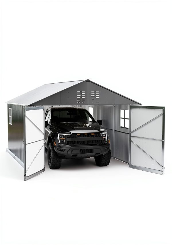 GarveeLife 12x20 FT Metal Carport, Enclosed Car Port with Reinforced Frame and Steel Roof for All-Weather Use, Metal Garage Shed for Full-Sized Pickup Trucks-0