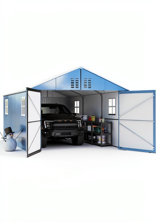 GarveeLife 12x20 FT Metal Carport, Enclosed Car Port with Reinforced Frame and Steel Roof for All-Weather Use, Metal Garage Shed for Full-Sized Pickup Trucks-4