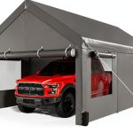 JAMFLY Carport, 12x20 ft Heavy Duty Carport with Roll-up Windows, Portable Garage with Removable Sidewalls & Doors, Car Canopy with Sandbags and All-Season Tarp for Car Boat Truck Motorcycle, Grey-0