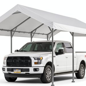 ZHJJ 10x20 Carport Top Canopy Cover White Heavy Duty Polyethylene-0
