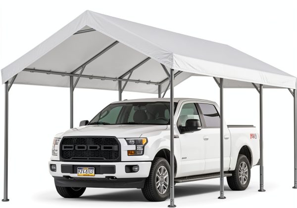 ZHJJ 10x20 Carport Top Canopy Cover White Heavy Duty Polyethylene-0