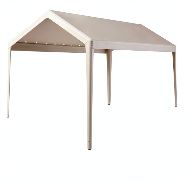 Rutile 10 x 20 FT Carport Replacement Cover, Heavy Duty Car Tarp Canopy Tent Garage Top Shelter Cover with Fabric Leg Pole Skirts and Ball Bungees Beige (Only Top Cover, Frame is not Included)-4