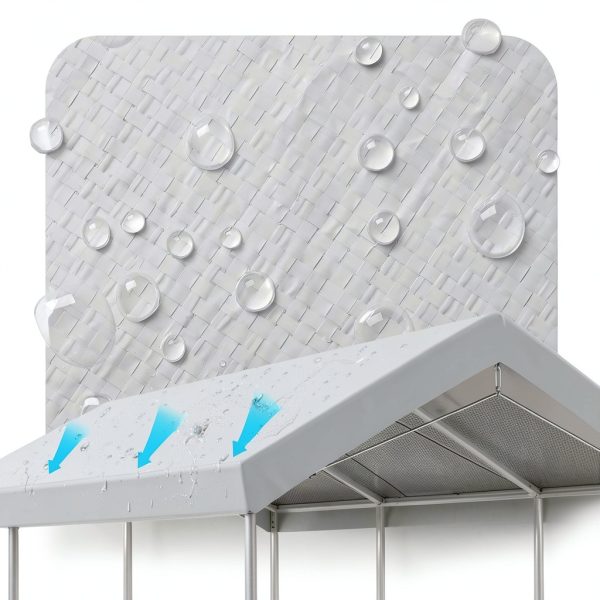 ADVANCE OUTDOOR Replacement Top Cover Tarp for 10x20 ft Carport Canopy with Ball Bungees, Sliver Gray, One Roof Only-3
