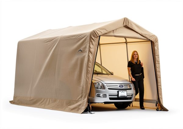 ShelterLogic Peak Style Roof Instant Garage Carport Car Canopy with Steel Frame and Waterproof UV-Treated Cover-11