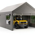 Walsunny Carport, 12x20 ft Heavy Duty Carport Canopy with Roll-up Windows, Portable Garage with Removable Sidewalls & Doors, Car Canopy with All-Season Tarp for Car, Truck, Boat-0