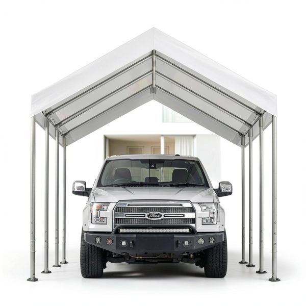 ZHJJ 10x20 Carport Top Canopy Cover White Heavy Duty Polyethylene-5