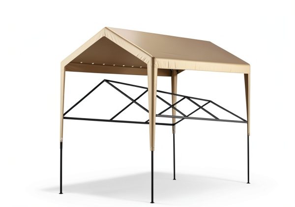 Rutile 10 x 20 FT Carport Replacement Cover, Heavy Duty Car Tarp Canopy Tent Garage Top Shelter Cover with Fabric Leg Pole Skirts and Ball Bungees Beige (Only Top Cover, Frame is not Included)-6