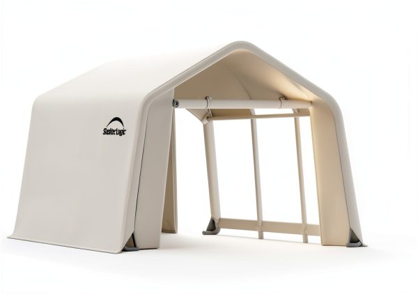 ShelterLogic Peak Style Roof Instant Garage Carport Car Canopy with Steel Frame and Waterproof UV-Treated Cover-1