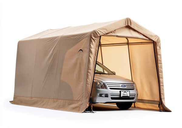 ShelterLogic Peak Style Roof Instant Garage Carport Car Canopy with Steel Frame and Waterproof UV-Treated Cover-10