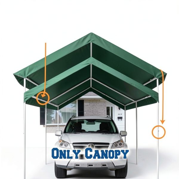 Rutile 10 x 20 FT Carport Replacement Cover, Heavy Duty Car Tarp Canopy Tent Replacement Top w/Ball Bungees Green (Only Top Cover, Frame is not Included)-6