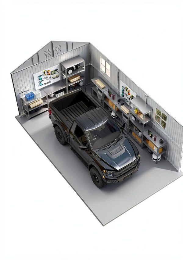 GarveeLife 12x20 FT Metal Carport, Enclosed Car Port with Reinforced Frame and Steel Roof for All-Weather Use, Metal Garage Shed for Full-Sized Pickup Trucks-2